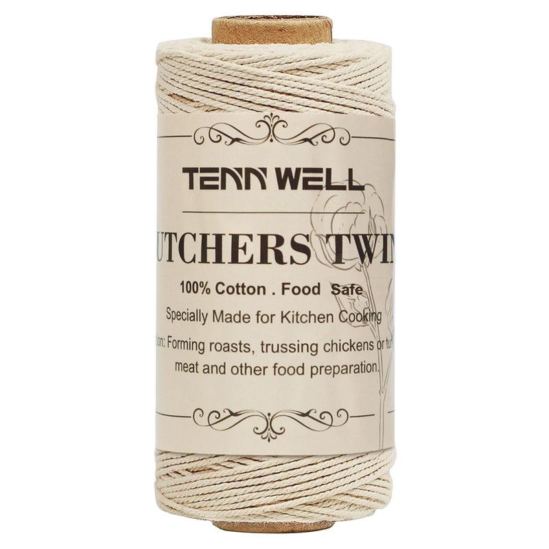 Tenn Well Butchers Cooking Twine  328 Feet 3Ply 1mm Cotton Bakers Twine  Food Safe Kitchen Twine String for Roasting  Trussing Meat and Turkey  Food Prep  Baking and More - Image 1